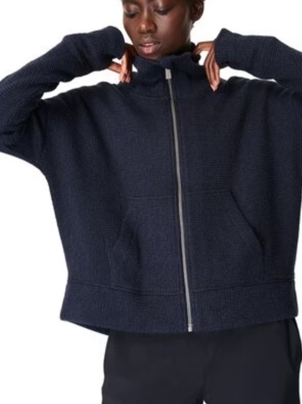 O Sweaty Betty Navy Full-Zip Knit Jacket XS